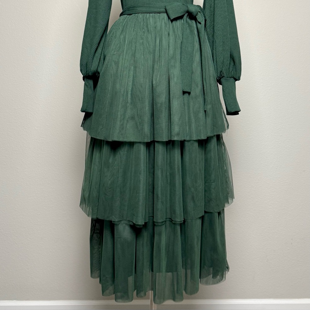 Ivy City Co Cosette Dress Women's Size S Green Tulle Feminine Romantic - Picture 6 of 13